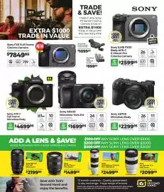 Teds Cameras catalogue Page 9: Sony 100mm F2.8 GM Macro Lens €2.199,95, Sony FE 20-70mm F4 G Zoom €1.499,95