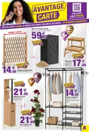Catalogue Bazarland page 3: Barrière extensible en bois €14,99, Réservoir à granules et pellets €59,99