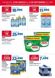 Catálogo Costco Página 22: Lenor Suavizante Concentrado Frescor Alpino €18,99, Finish limpiamáquinas €7,49