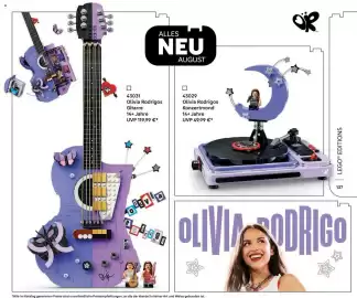 Lego Flugblatt Seite 137: LEGO Olivia Rodrigos Gitarre €119,99, LEGO® Editions Olivia Rodrigos Konzertmond €49,99