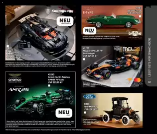 Lego Flugblatt Seite 147: Aston Martin Aramco AMR25 F1® Auto €229,99, Jaguar E-Type €139,99
