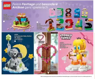 Lego Flugblatt Seite 32: LEGO Geburtstagstorte €14,99, Schwebender Baby-Elefant €29,99