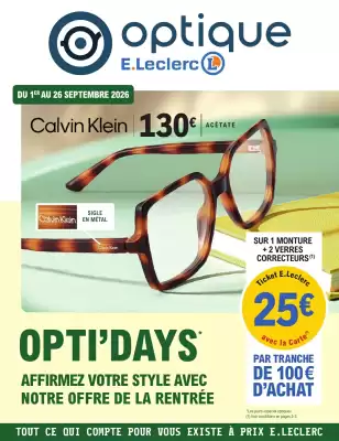 E.Leclerc Optique | Opti'Days de la rentrée (valable jusqu'au 26-09)