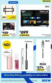 BIG W catalogue week 36 Page 3: EKO 70" 4K Ultra HD TV with TIZEN €699,00, Shark PowerPro Cordless Stick Vacuum Mauve €274,00