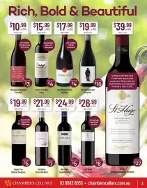 Chambers Cellars catalogue Page 3: Red Hill Cool Climate Pinot Noir €17,99, Wynns The Siding Shiraz €15,99