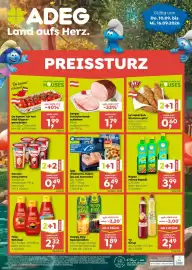 ADEG Flugblatt woche 37 Seite 1: Danone Dany Sahne €0,49, Ja! Natürlich Bio Kornspitz €0,60
