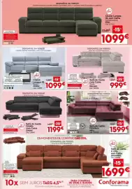 Folheto Conforama Página 3: Sofá de Canto com Cama Bruno €999,00, Sofá de Canto Direito L Meli €1.599,00