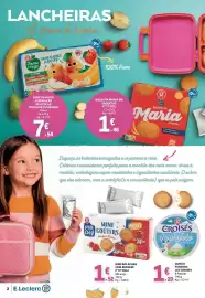 Folheto E.Leclerc Página 2: Mini bolachas com recheio p'tit déli morango €1,52, Queijo fundido les croisés €1,29