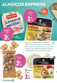 Folheto E.Leclerc Página 6: Wraps extra fofos €1,69, Fiambre da perna extra fatias tradilège €3,29