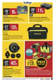 Catalogue Bricorama page 9: COTEKA Mallette 500 pièces vis et chevilles €9,90, STANLEY Sac à outils €12,90