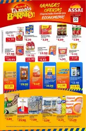 Encarte Assaí Atacadista Página 1: Vitória - biscoito cream cracker €3,29, Piracanjuba - manteiga com sal €9,99