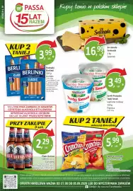 Sklepy S gazetka tydzień 36 Strona 1: Serek Puszty Twój Smak €3,49, Parówki Berlinki Classic €3,99