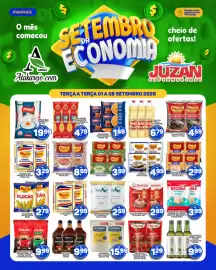 Encarte Juzan Página 1: Molho de tomate tradicional €1,29, Farinha de trigo s/ fermento tulipa €2,59