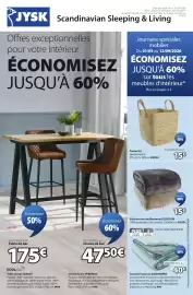 Catalogue JYSK page 1: Panier ELI €15,00, GULSKOLM Plaid en tissu molletonné €15,00