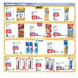 Volantino Carrefour Pagina 40: Penne a Sfera Cristal Bic €3,49, Penne a sfera Wow Pentel €2,99