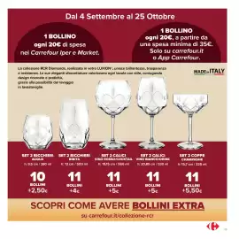 Volantino Carrefour Market Pagina 23: Set 2 bicchieri bibita €11,00, Set 2 calici vino bianco/drink €11,00
