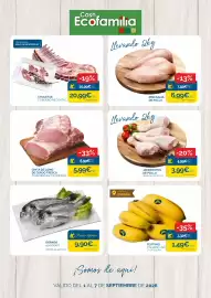 Folleto Cash Ecofamilia semana 36 Página 1: Cinta de lomo de cerdo fresca €5,99, Jamoncitos de pollo €3,99