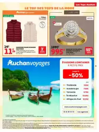 Catalogue Auchan page 25: INEXTENSO DOUDOUNE FEMME OU HOMME €11,99, BAGUE OR 750 MILLIÈMES RHODIÉ ET DIAMANTS €995,00