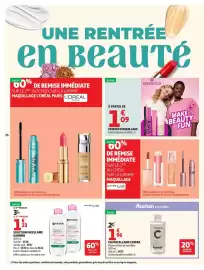 Catalogue Auchan page 26: Essence maquillage €1,09, Cosmia EAU MICELLAIRE €1,96