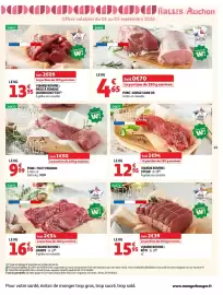 Catalogue Auchan page 45: VIAND Bovine STEAK €12,95, LE PORC FRANÇAIS €4,65