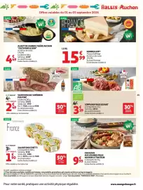 Catalogue Auchan page 47: Dekkane Saucisson sec supérieur €2,49, COPPA BIO FRAIS DEVANT €3,39