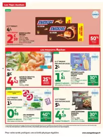 Catalogue Auchan page 8: AUCHAN QUEUES DE CREVETTES €4,42, SNICKERS BARRES GLACÉES €2,39