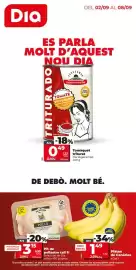 Catálogo Maxi Dia semana 36 Página 1: Plàtan de Canàries €1,49, Ara pollo filetes de pechuga corte fino €3,96
