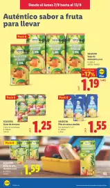 Catálogo Lidl semana 37 Página 20: Solevita Piña sin azúcar añadido €1,55, Solevita zumo de melocotón y uva €1,19