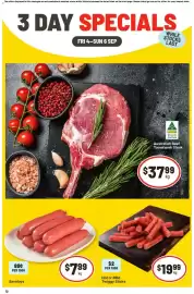 IGA catalogue Page 1: Hot or Mild Twiggy Sticks €19,99, Saveloys €7,99