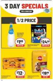 IGA catalogue Page 3: Pedigree Dry Dog Food €19,95, Finish Ultimate Dishwashing Tablets Lemon €24,50
