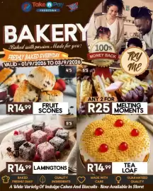 Take 'n Pay catalogue Page 10: Lamingtons €14,99, TEA LOAF €14,99