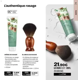 Catalogue Stanhome page 27: Kiotis Blaireau de rasage €14,90, Kiotis Crème de rasage €11,80