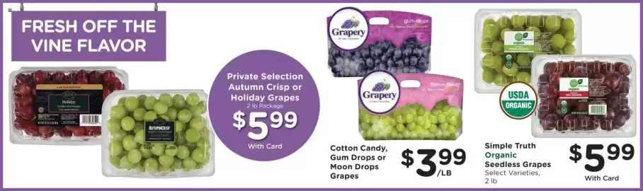 Fry's weekly ad week 36 Page 10: Grapery cotton candy, gum drops or moon drops grapes €3,99
