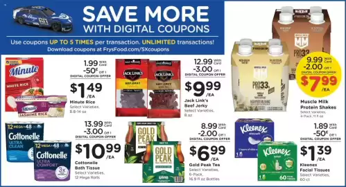 Fry's weekly ad week 36 Page 9: Muscle Milk Protein Shakes €7,99, Minute Rice €1,49