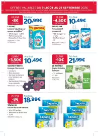 Catalogue Costco page 19: LECHAT Lessive liquide pour peaux sensibles €20,99, SCOTCH-BRITE Eponge Flex scrub €10,49