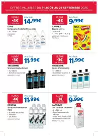 Catalogue Costco page 6: DOVE Gel douche hydratant Essentials €14,99, CARMEX Baume à lèvre €9,99