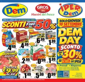 Volantino DEM settimana 36 Pagina 1: Ace detersivo liquido lavatrice €4,49, Orate €5,00