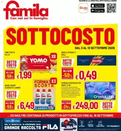 Volantino Famila Pagina 1: Yomo frutta €1,99, Dixan liquido classico €6,49