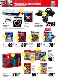Volantino MediaWorld Pagina 19: Marvel Spider-Man 2 €39,99, Logitech Volante G923 + Cambio €259,00