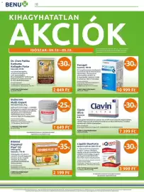 Benu Gyógyszertárak akciós újság Oldal 18: Clavin Ultra €7.399,00, Sudocrem Multi-Expert €1.649,00