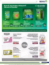 Benu Gyógyszertárak akciós újság Oldal 19: Nicorette Quickspray €7.599,00, Nicorette patch €5.849,00
