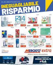 Volantino Mercatò Extra Pagina 1: Block notes Mont Blanc €1,79, Busta portadocumenti Selex €0,99