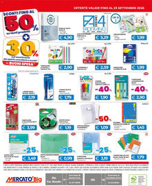 Volantino Mercatò Big Pagina 4: Pennarelli Carioca Joy €2,59, Copriquaderno trasparente €1,09