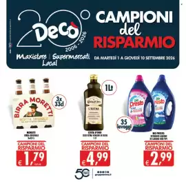 Volantino Deco Supermercati Pagina 1: Moretti Birra Originale €1,79, Costa d'Oro olio extra vergine di oliva €4,99