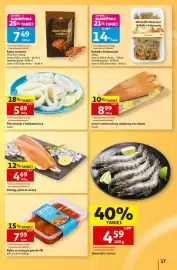 Auchan gazetka tydzień 36 Strona 17: Pierścienie z kałamarnicy luzem €5,69, Pstrąg, płat ze skórą €4,69