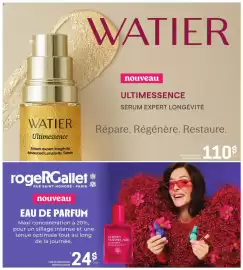 Uniprix flyer week 36 Page 9: Roger gallet eau de parfum €24,00, Watier ultimessence €110,00