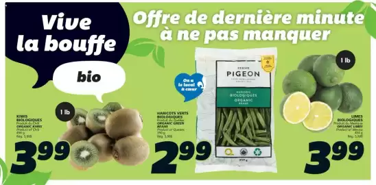 IGA flyer week 36 Page 7: Pigeon organic green beans €2,99, Organic limes €3,99