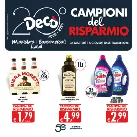 Volantino Deco Maxistore Pagina 1: Moretti Birra Originale €1,79, Costa d'Oro olio extra vergine di oliva €4,99
