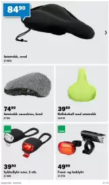Biltema kundeavis Side 27: Setetrekk saueskinn, bred €74,90, Sykkellykt mini €39,90