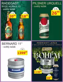 BENE Nápoje leták Strana 2: Krušovice Bohém €1.140,00, Bernard světlý ležák €1.399,00
